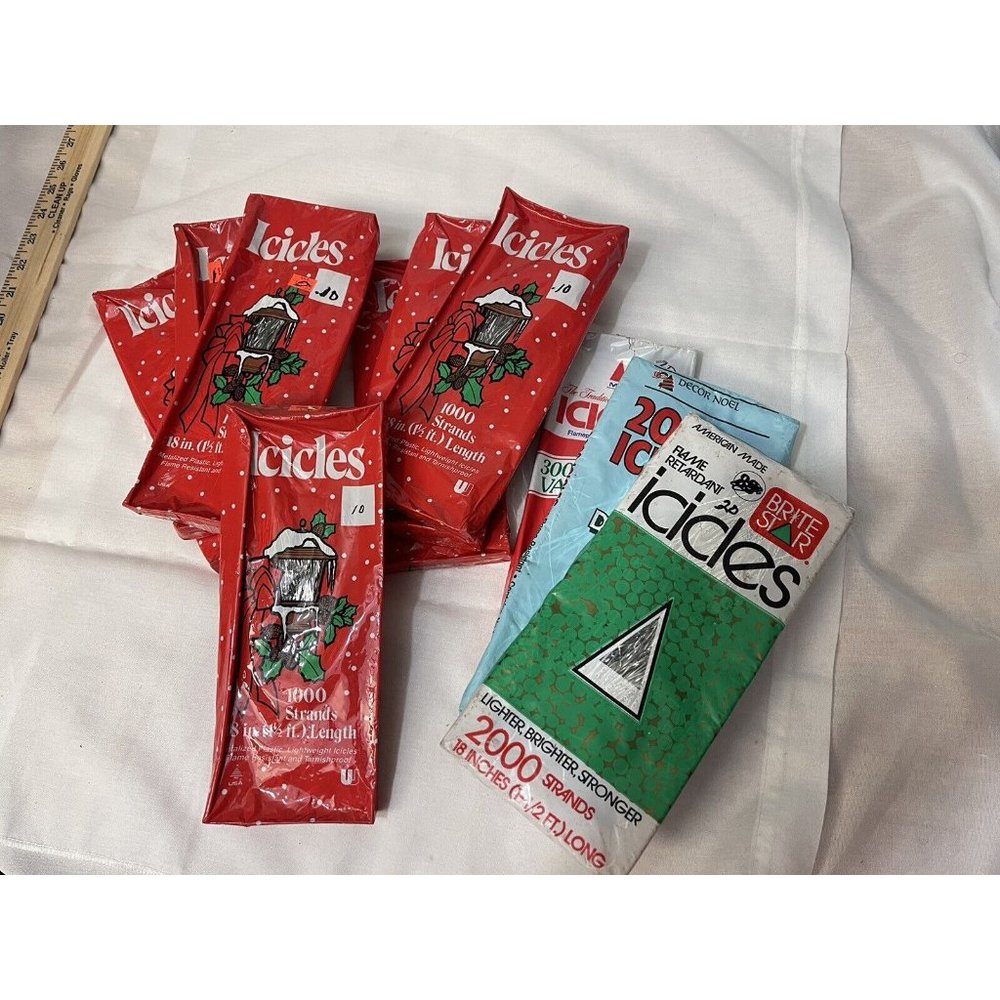 Vintage Tinsel Icicles Christmas Tree Decor RARE 80s? Look 10 Packs